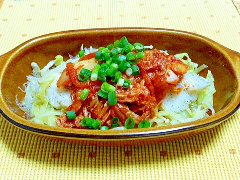 レンジで  鱈と野菜のキムチ蒸し